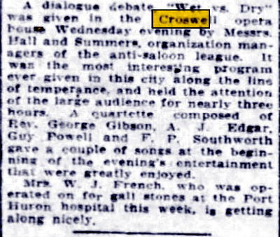 Croswell Opera House - Mar 20 1915 Article